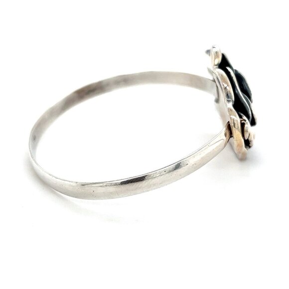 Gorgeous Silver 925 Rose Flower Bangle - Picture 2 of 8